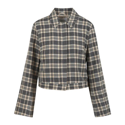 COSTER COPENHAGEN KORT JAKKE, SHORT JACKET, SMALL CREME/BLACK CHECK